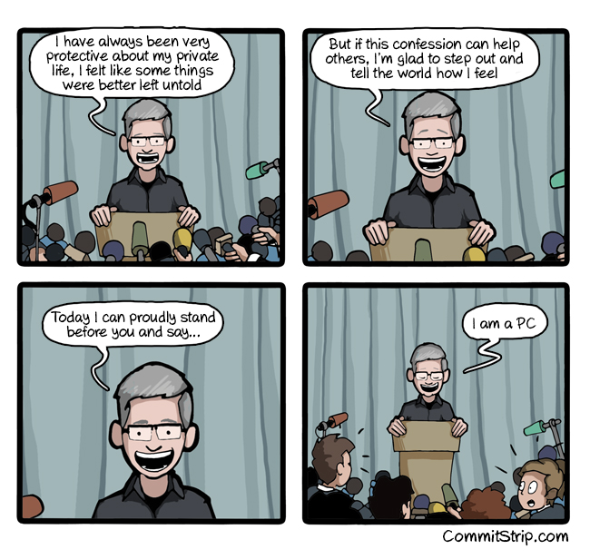 Tim Cook's incredible coming out | CommitStrip