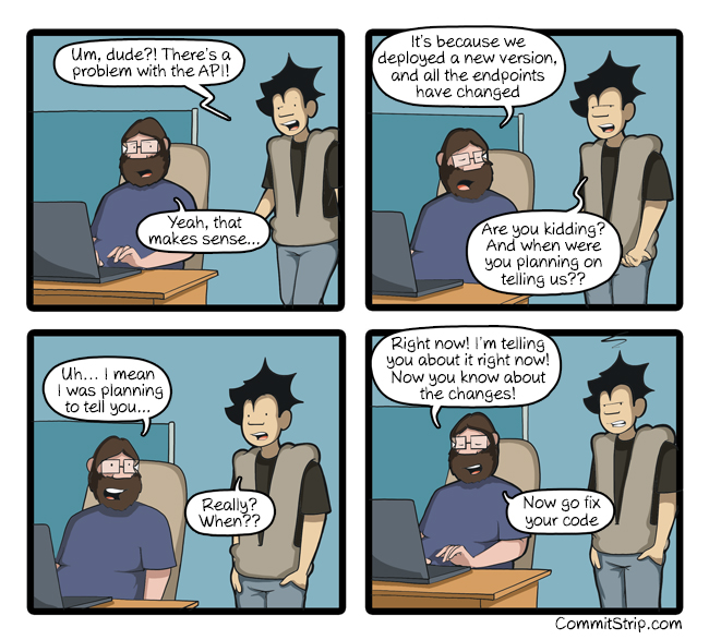 "New API version" from CommitStrip